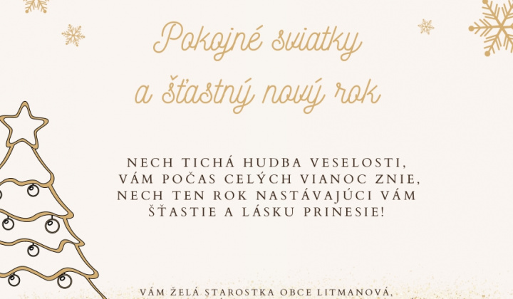 Pokojné sviatky a šťastný nový rok